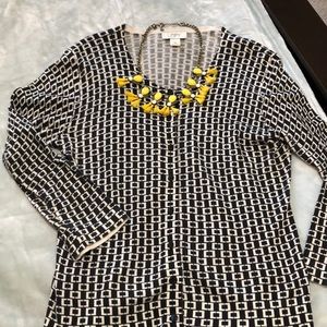 Navy and cream print cotton cardigan